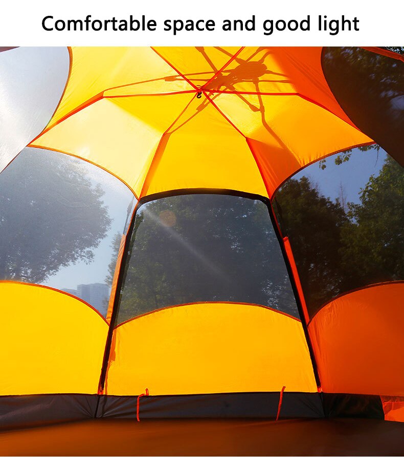 Cheap Goat Tents Outdoor Camping Climbing 3 5 People Automatic Quick Open Hexagonal Tent Double Layer Thickened Rainproof Ventilate Hall Design   